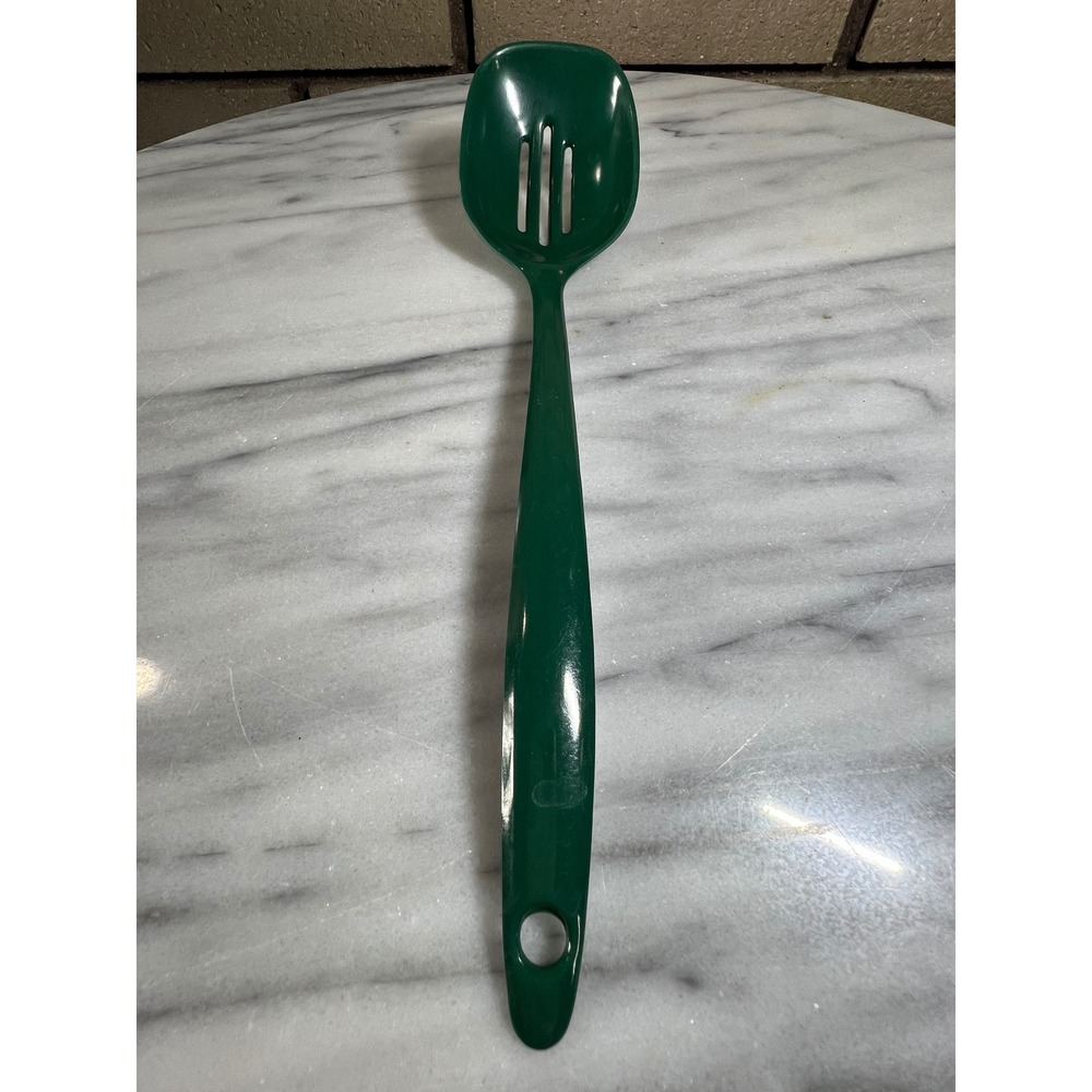VTG 90s Hunter Green Machi Melamine Slotted Serving Spoon Kitchen Utensil
